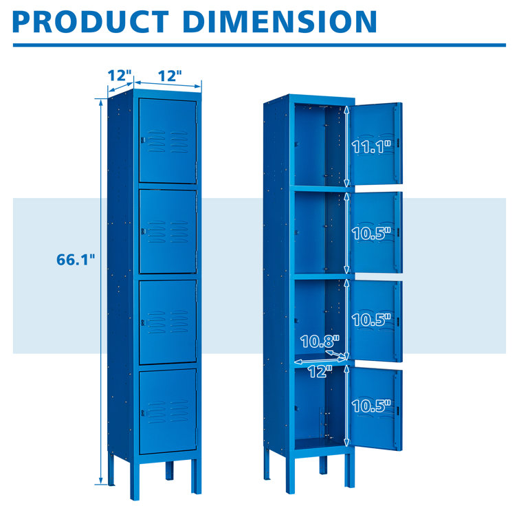 Steelcube Metal 4 - Tier 12'' Employee Locker with Padlock